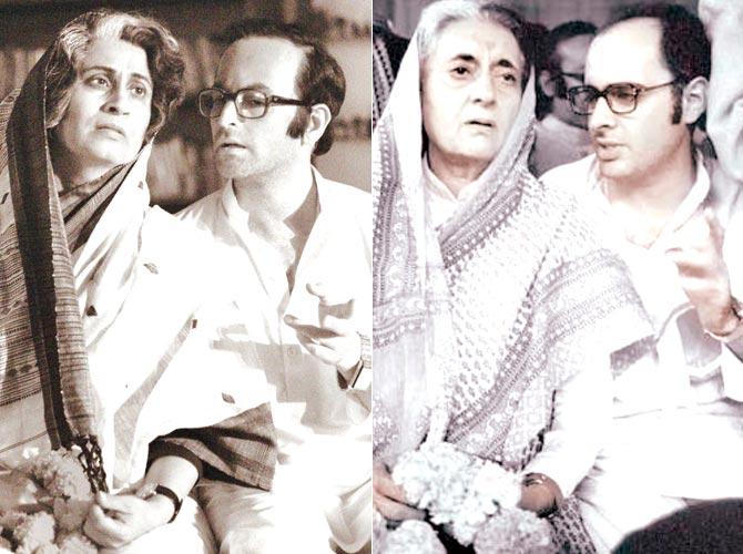 Spot the Difference: Supriya Vinod and Neil Nitin Mukesh (left) as Indira Gandhi and son Sanjay in Indu Sarkar