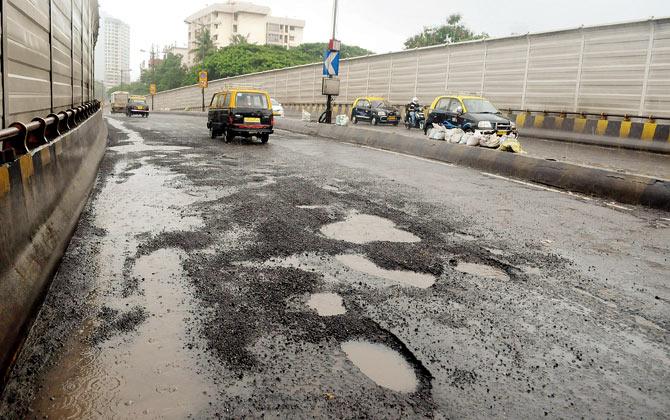 Potholes on Western Express and Eastern Express Highways