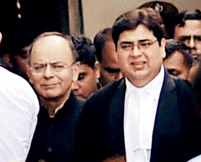 Union Finance Minister Arun Jaitley after a hearing at the Delhi High Court. Pic/PTI