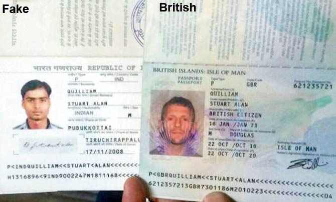 One of the fake passports of the Sri Lankans which was made on the Brits’ identity
