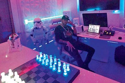 What is F1 star Lewis Hamilton doing in a rap music studio?