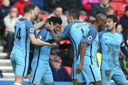 EPL: Aguero scores as Man City ease past Sunderland to keep up title chase