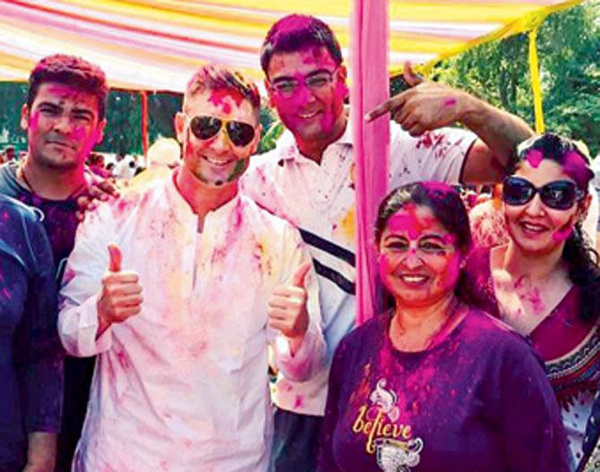 Former Australia cricket skipper Michael Clarke, currently in India for commentary, celebrated Holi with Indian fans