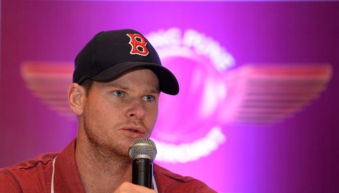 Rising Pune Supergiant captain Steve Smith speaks during a press conference in New Delhi on Thursday. Pic/AFP