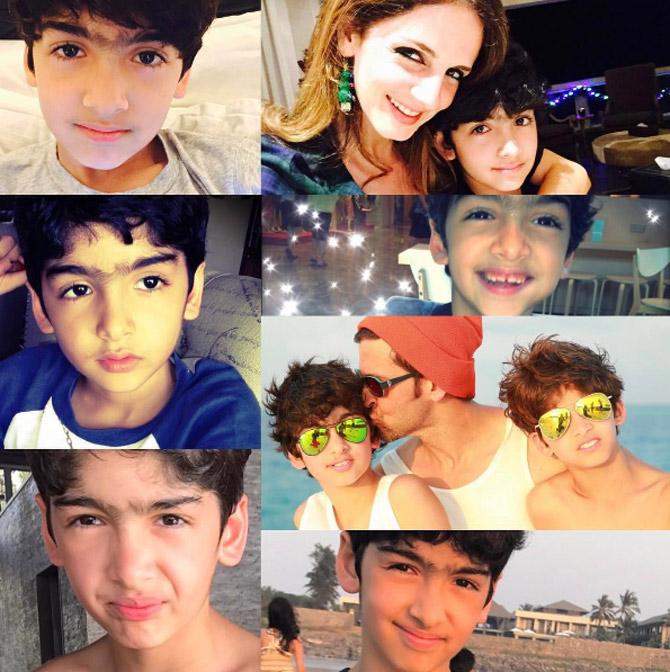 Collage shared by Sussanne Khan on her son Hrehaan