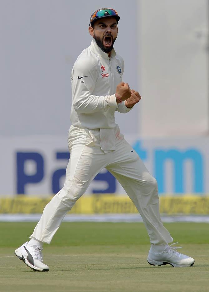 An ecstatic Virat Kohli after the win