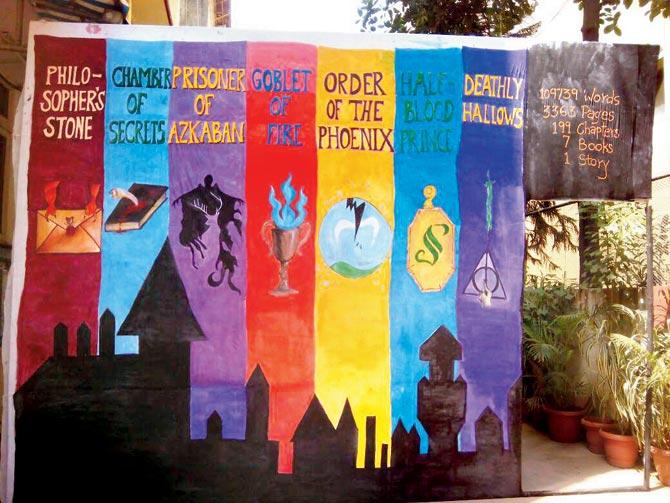 A poster displaying the Harry Potter book titles