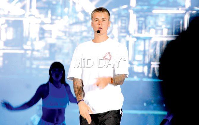 Justin Bieber at the concert on Wednesday night