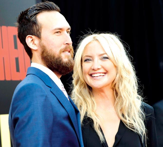 Danny Fujikawa and Kate Hudson at the premiere of Snatched. Pic/AFP