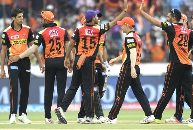 Sunrisers Hyderabad players. Pic/AFP