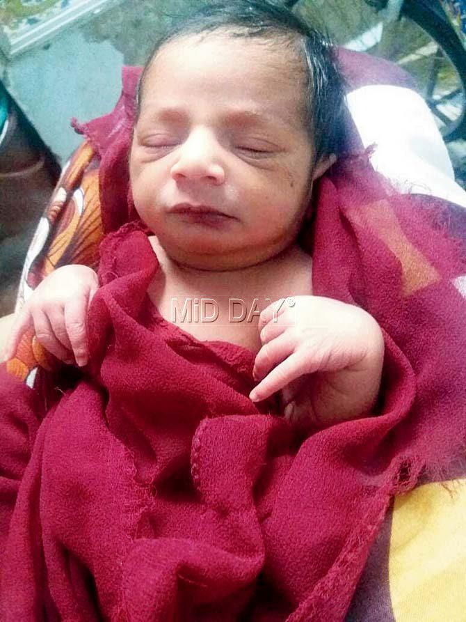 The baby recovered from Chulna in Vasai. Pics/Hanif Patel