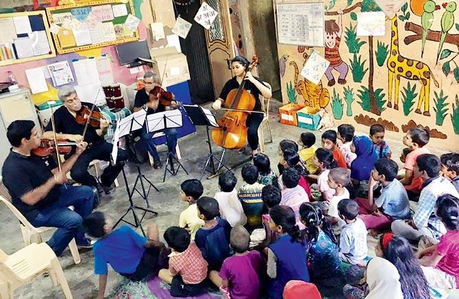 Symphony Orchestra of India musicians enthral children at Dr Mhaskar Hospital in Lower Parel