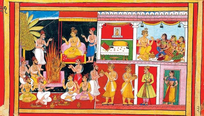 Dasharatha performs the Putreshti Yajna (Acc. No.54.1/8) Dasharatha, the king of Ayodhya is performing Putreshti yajna for a male progeny