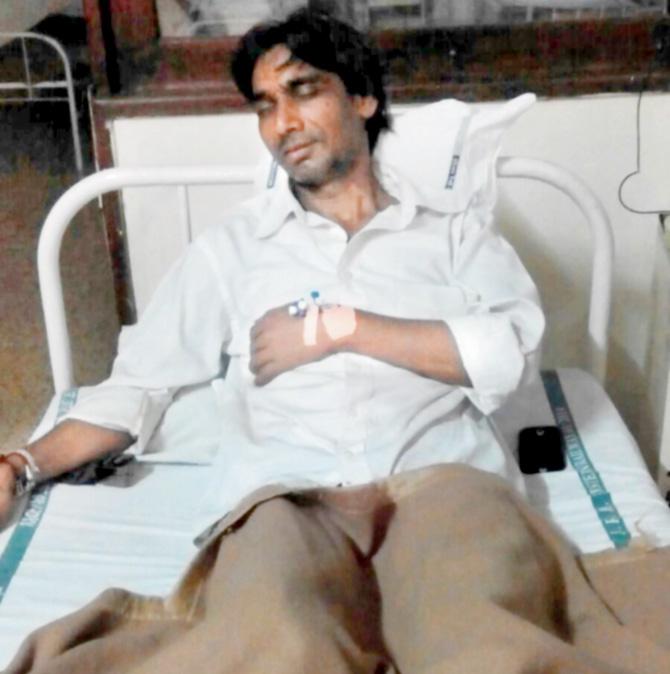 Ashok Azad in 2015 after he was admitted to the hospital