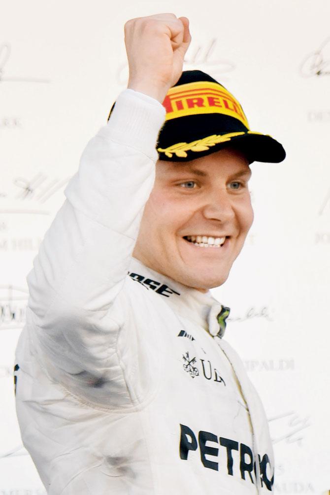 Mercedes driver Valtteri Bottas celebrates his Russian GP win