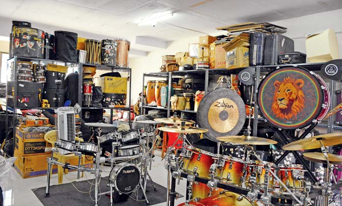 Sivamani’s collection at his studio