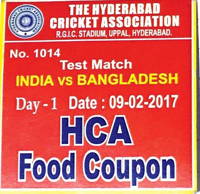 An image of a food coupon given to journalists yesterday