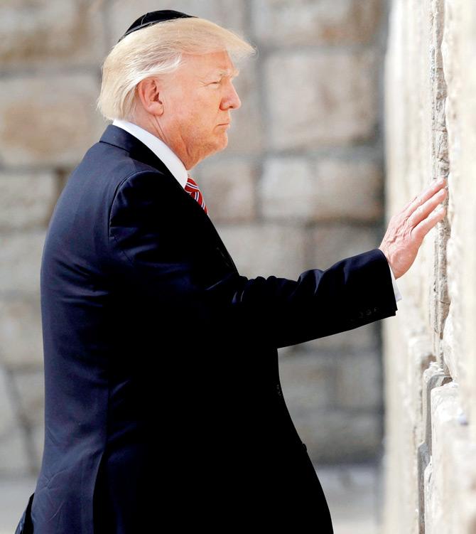 President Donald Trump visits the Western Wall in Jerusalem. Pic/AFP
