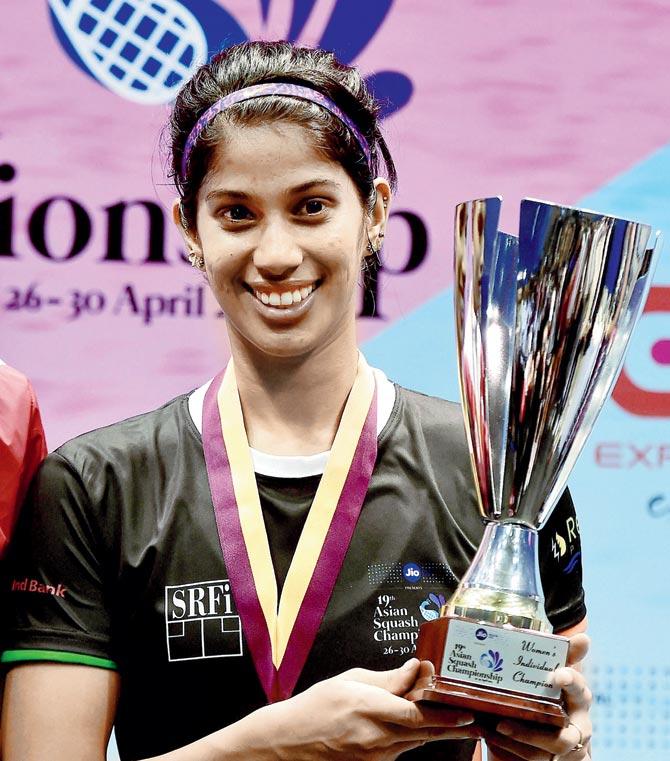 Joshna Chinappa with the Asian Championship trophy on Sunday