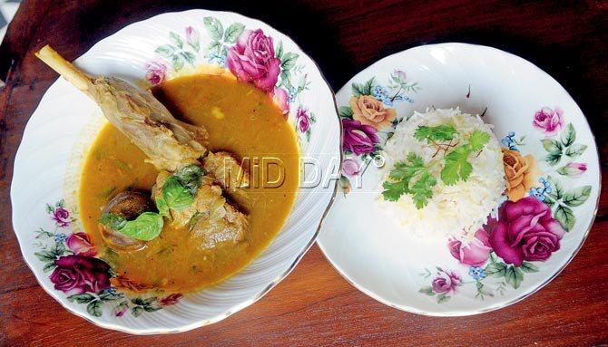 Khorak-E-Gosht with a portion of rice.  Pics/Datta Kumbhar