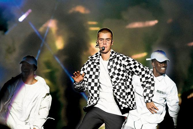 Bieber performs at the Brit Awards 2016