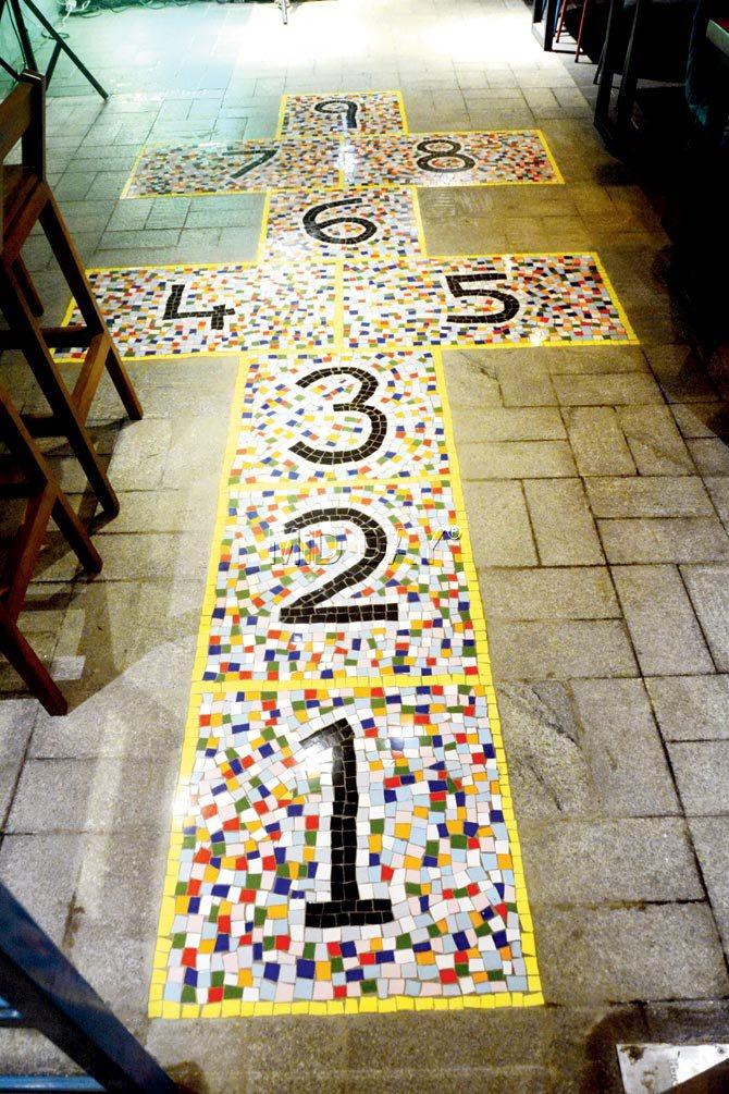 A game of hopscotch greets you at the entrance. Pics/Shraddha Uchil