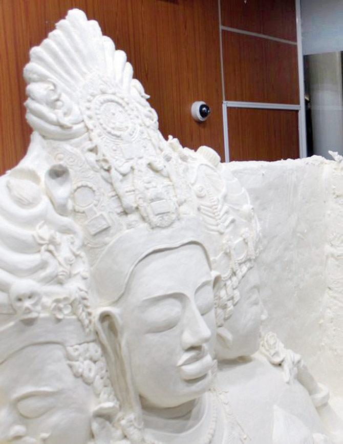 It took chef Devwrat Jategaonkar 10 days and three failed attempts to create the massive Trimurti sculpture