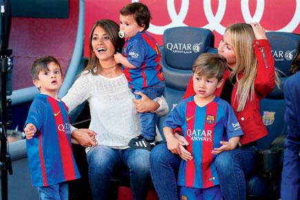 Lionel Messi's partner, Luis Suarez's wife and their kids turn up in full support