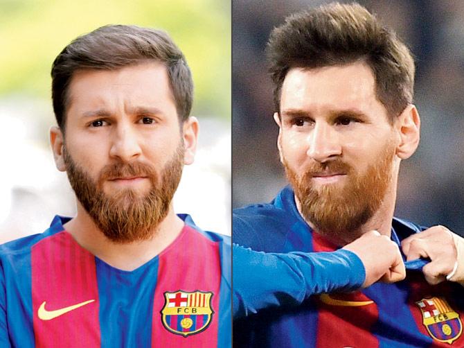 Reza (left) and Lionel Messi
