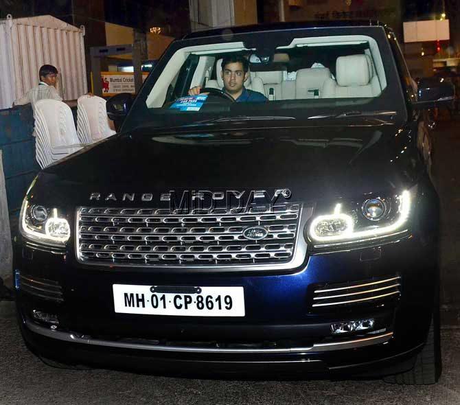 Akash Ambani leaves Wankhede Stadium after the MI vs RCb match on Monday.