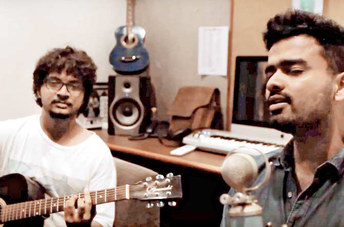 Karthik Rao (left) and Amrit Raj Gupta in a still from the music video