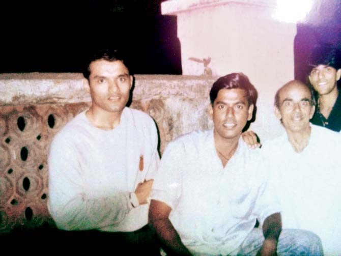Kulbhushan Jadhav (first from left) with friends at the building he grew up