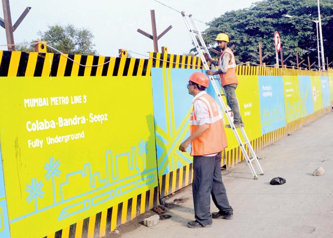 Mumbai Metro 3 corridor construction. File pic