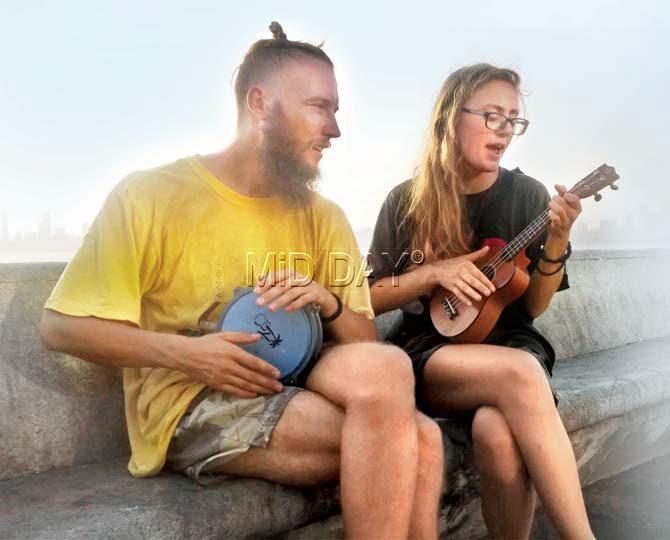 The couple performed at Marine Drive last evening. Pic/Anurag Kamble