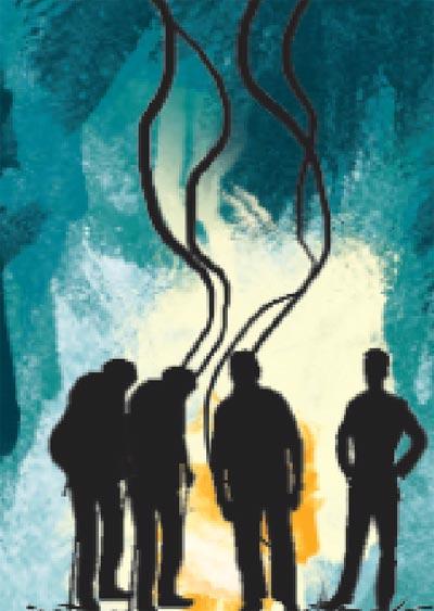 The limbs were then taken to the final location where they were set on fire. The charred remains were later found. Illustration/Ravi Jadhav