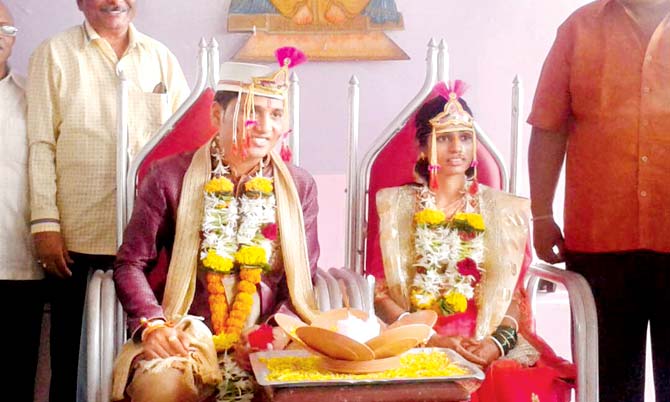 Siddesh and Priyanka Gurav on their wedding day