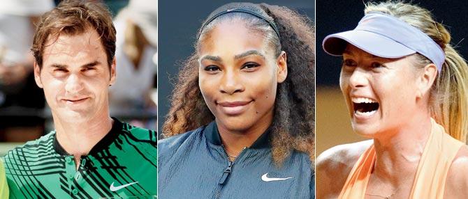 Roger Federer, Serena Williams and Maria Sharapova