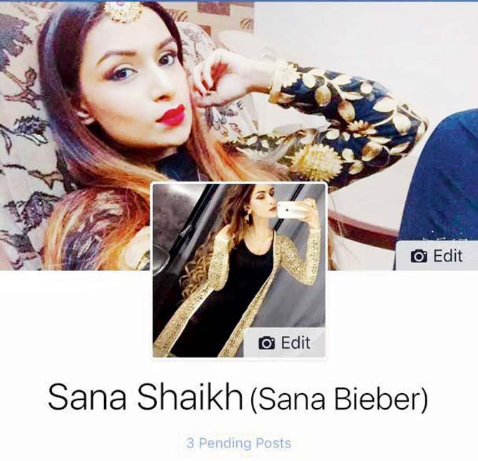 On her social media page, Sana Shaikh calls herself Sana Bieber