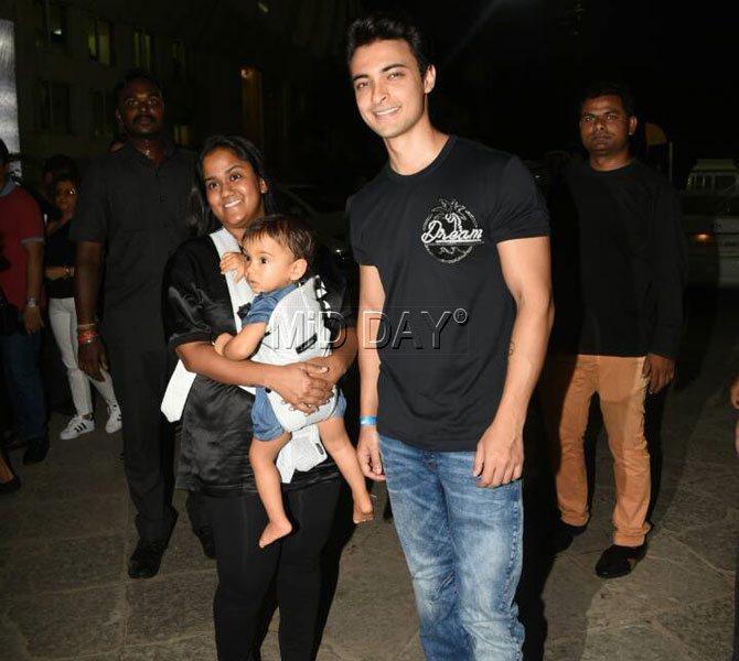 Baby Ahil with Arpita Sharma and Ayush Sharma