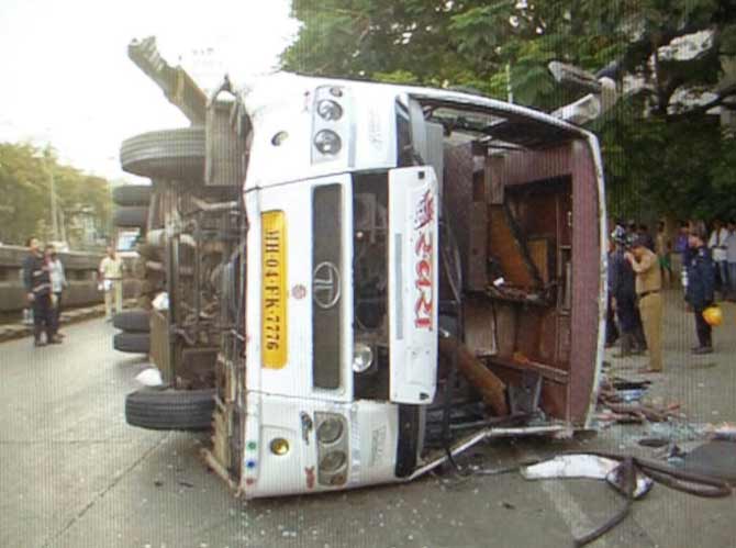Mumbai: 1 dead, 34 hurt as tourist bus overturns in Dadar