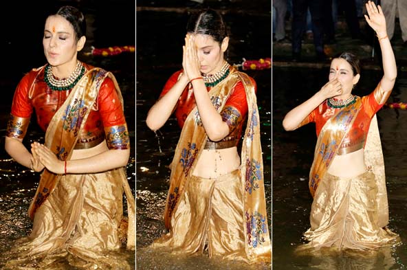 Photos: Kangana Ranaut takes a dip in Ganges, performs aarti