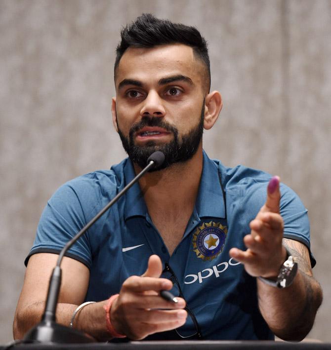 Indian cricket team captain Virat Kohli during a press conference in Mumbai on Wednesday. Pic/PTI