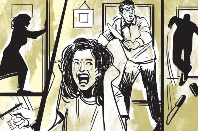 Nilam manages to grab her mum-in-law and lock her to safety in the bedroom. She then starts shouting for help; panicking the robber scrambles his way out of there.