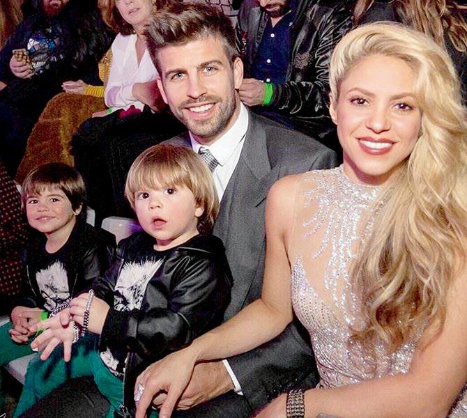 Shakira and Gerard Pique with sons Sasha and Milan