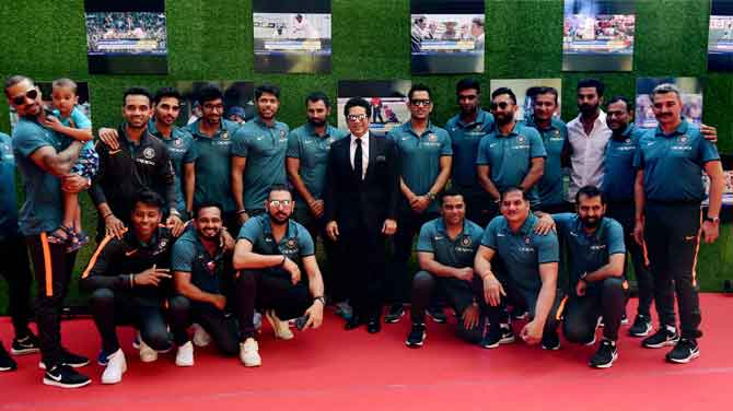 Master blaster Sachin Tendulkar along with the Indian cricket team at the screening of film 