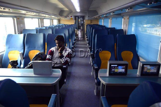 Infotainment screens on board the Tejas Express. File pics
