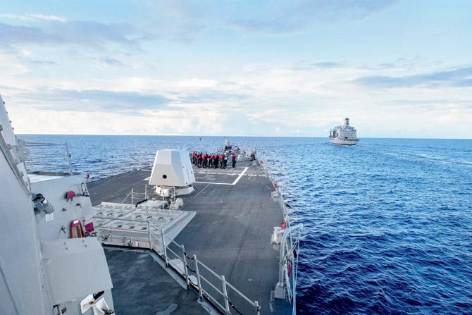 USS Dewey, conducted a patrol within 20 kilometres of Mischeef Reef. Pic/AFP