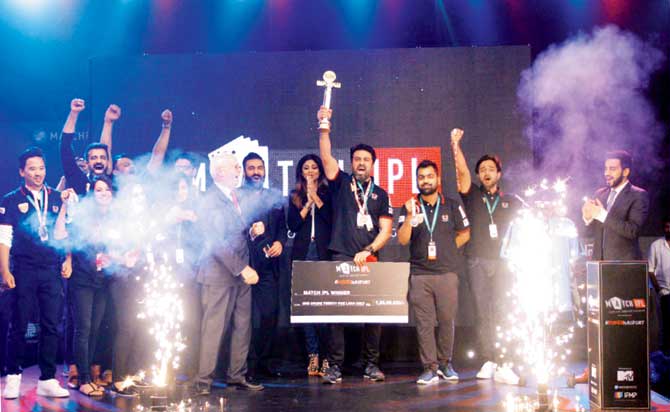 The Mumbai All Stars celebrate their win at the Match Indian Poker League