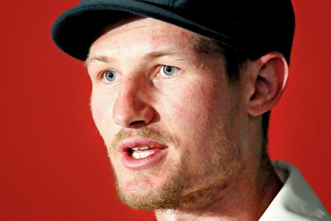 Cameron Bancroft addresses the media in Brisbane yesterday. Pic/Getty images