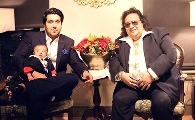 Bappi Lahiri with son Bappa and grandson Krishh